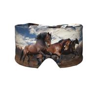 Caballos corriendo,Máscara para ojos con bloqueo de luz y protección ocular completa para dormir, orejeras y ojos.