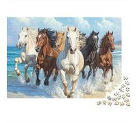 Caballos Corriendo Playa Rompecabezas de 1000 Piezas para Adultos Manada de Caballos Corriendo por Playa Soleada Robusto Vibrante Alivio de Estrés Regalo Familiar 70x50cm/1000pzs