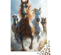 Caballos Corriendo Puzzle de 1000 Piezas Papel para Adultos Escena de Agua en Galop Juego de Puzzle 1000 Piezas Relajante Regalo Hogar 38x26cm/1000pcs