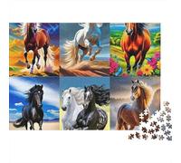 Caballos Corriendo Puzzle de 1000 Piezas Papel Puzzle para Adultos Arte Natural Set de Puzzle 1000 Piezas Relajación Concentración Decoración Familiar Regalo 38x26cm/1000pcs