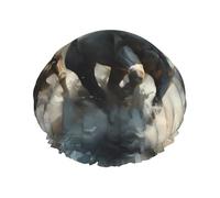 Caballos corriendo salvajes en el río Gorro de ducha de doble capa para mujer, reutilizable, diseño de gran tamaño adecuado para todas las longitudes de cabello, adecuado para niñas, spa y salón de