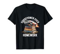 Caballos de fuerza sobre la tarea Drive Car Lee libros papá padre Camiseta