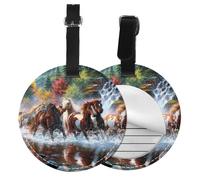 Caballos de los indios nativos americanos,Etiquetas de equipaje de cuero sintético con nombre, etiquetas de viaje duraderas, 2 unidades