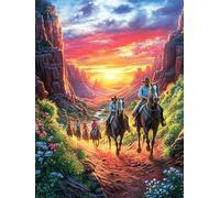 Caballos en el Camino del cañón al Atardecer Rompecabezas 1000 Piezas Cartón para Adultos Y Adolescentes para Coleccionistas Decoración Única Hogar Antiestrés Regalo Reyes Magos 1000 PCS