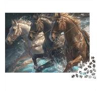 Caballos Galopando Agua Rompecabezas DIY 1000 Piezas Cartón Extra Grueso para Familias, Juego Divertido, Linda Decoración, Regalo De Cumple Todas Las Edades 52x38cm/1000pcs