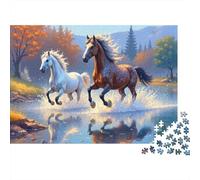Caballos Galopando Bosque Otoñal Puzzle de 1000 Piezas para Adultos Papel Puzzle para Toda la Familia Decoración Regalo 70x50cm/1000pcs