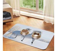 Caballos galopando con Raras Manchas,Tapete para Comida de Mascotas, manteles Individuales de Cuero sintético para Gatos y Perros,40x60cm