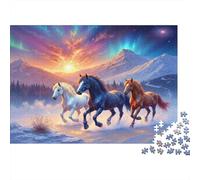 Caballos Galopando Nieve Rompecabezas Imposible,desafío for Adults Animales Entretenimiento Creativo 1000 Piezas Obra De Arte De Juego De para Adultos, Regalos A Partir De 14 Años 38x26cm/1000pcs