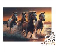 Caballos galopando Puesta del Sol Rompecabezas De 1000 Piezas Cartón Grueso para Niños, Relajación Mental, Diversión En Descanso De Oficina, Más Vendido para Familias 70x50cm/1000pcs