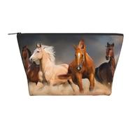 Caballos Marrones al Galope en el Desierto Impresos, Bolsa de artículos de tocador Bolsa de Maquillaje Bolsa de cosméticos Bolsa de artículos de tocador de Viaje portátil