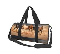 Caballos Marrones al Galope en el Desierto Impresos, Bolsa de Viaje de Gran Capacidad, Bolso Redondo, Bolsa de Viaje Deportiva, Bolsa de Mano, Bolsa de Fitness