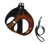 Caballos Negros con Nubes Rojas Brillantes Impresas,Arnés para Mascotas, arnés Reflectante Ajustable para Perros,L