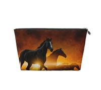 Caballos Negros Impresión De Nubes Rojas Brillantes, Bolsa de artículos de tocador Bolsa de Maquillaje Bolsa de cosméticos Bolsa de artículos de tocador de Viaje portátil