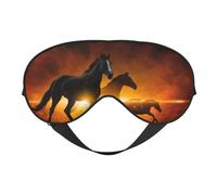 Caballos Negros Impresión De Nubes Rojas Brillantes, Cubreojos completos Antifaz bloqueador de luz Antifaz para dormir Antifaz suave con los ojos vendados Noche