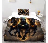 Caballos Negros Luz Funda De Edredón 2 Piezas con Impresión En 3D Animal Themes Wildlife con Cremallera Y Funda De Almohada Single(135x200cm) Microfibra Ropa De Cama