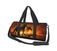 Caballos Negros Nubes Rojas Brillantes Impresas, Bolsa de Viaje de Gran Capacidad, Bolso Redondo, Bolsa de Viaje Deportiva, Bolsa de Mano, Bolsa de Fitness