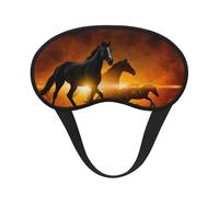 Caballos negros Nubes rojas brillantes Impresión, Cubiertas oculares completas, antifaces para dormir que bloquean la luz, orejeras opacas para dormir