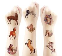 Caballos Niñas Regalo Niños 8 Hojas Caballos Tatuajes para Niñas Niños Tatuajes Accesorios Caballos Tatuajes Adecuado para Niños de todas las Edades, Juguetes de Caballos Impermeable Niños Tatuajes