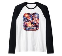 Caballos Patriótico Pony Bandera de Estados Unidos Wild In Flight Eagle Camiseta Manga Raglan