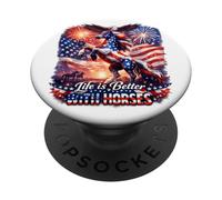 Caballos Patriótico Pony Bandera de Estados Unidos Wild In Flight Eagle PopSockets PopGrip Adhesivo