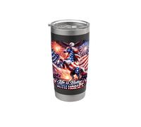 Caballos Patriótico Pony Bandera de Estados Unidos Wild In Flight Eagle Vaso térmico de acero inoxidable de doble pared