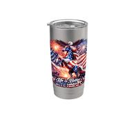 Caballos Patriótico Pony Bandera de Estados Unidos Wild In Flight Eagle Vaso térmico de acero inoxidable de doble pared