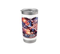 Caballos Patriótico Pony Bandera de Estados Unidos Wild In Flight Eagle Vaso térmico de acero inoxidable de doble pared