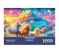 Caballos Que corren Entre una montaña y una Cascada Puzzle De 1000 Piezas Caballo Perfecto Regalo para Niños, Niñas, Hombres Y Mujeres 70x50cm/1000pcs