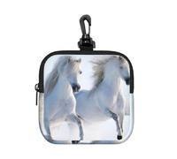 Caballos raros moteados al Galope,Bolsa de Almacenamiento Cuadrada con Cremallera, Monedero de Neopreno, Carteras pequeñas, Monedero pequeño, Monedero
