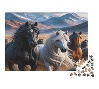 Caballos Salvajes Corriendo por el Valle de la montaña Puzzle 1000 Piezas Papel Reciclado para Adultos Puzzle para Adultos Juego Familiar Divertido Regalo y Actividad Divertida