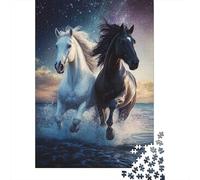Caballos Salvajes Corriendo Puzzle de 1000 Piezas Papel para Adultos Escena de Noche en la Playa Puzzle para Toda la Familia Regalo 70x50cm/1000pcs