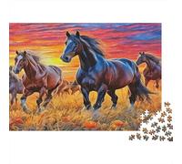 Caballos Salvajes Corriendo Puzzle de 1000 Piezas Papel para Adultos Paisaje al Atardecer Juego de Puzzle 1000 Piezas Relajación Hogar Regalo 70x50cm/1000pcs
