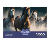 Caballos Salvajes Corriendo Puzzle de 1000 Piezas para Adultos Papel Juego de Puzzle 1000 Piezas Paisaje de Pradera Relajación Ocio Familiar Decoración Regalo 52x38cm/1000pcs