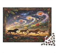 Caballos Salvajes Corriendo Puzzle para Adultos Puzzle de 1000 Piezas Cielo Estrellado Fantasía Naturaleza Relajante Decoración Hogar 70x50cm/1000pcs