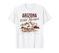 Caballos Salvajes de Arizona Que deambulan Gratis en el Oeste del río Sal Camiseta gráfica económica, Hombre, Blanco, S