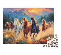 Caballos Salvajes Rompecabezas 1000 Piezas para Adultos, Cartón Reciclado Premium Resistente,Animales Decoración Mural Hogareña, Reto Mental, Juego Cerebral 52x38cm/1000pcs