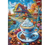 Cabaña acogedora con taza de café Puzzles 1000 Piezas Estera Portátil Plegable Sueño mágico de ciencia ficción Rompecabezas Para Adultos Desafío Intelectual Aliviar Estrés Decoración Hogar 3D 1000 PCS