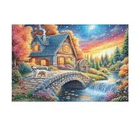 Cabaña acogedora con un Carlin sobre el Puente Puzzles 1000 Piezas DIY Creativo Rompecabezas Familiar para Toda La Familia Juguete Educativo Aliviar Estrés Decorativo 1000 PCS