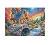 Cabaña acogedora con un Carlin sobre el Puente Puzzles 300 Piezas Juguete Educativo 3D Rompecabezas Familiar para Toda La Familia Entretenimiento Creativo Decorativo 300 PCS