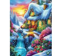 Cabaña acogedora en país de las maravillas invernales Puzzles 300 Piezas Decorativo Coleccionable Paisaje de cuento de hadas en caricatura Obra De Arte Rompecabezas Familiar Para Adultos Desafío Avanz