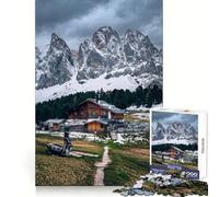 Cabaña Alpina con Vistas a la montaña Rompecabezas para Adultos de 1000 Piezas Actividad de Ocio para el Desarrollo Cerebral ¡Disfruta de una Navidad Alegre! (38x26cm)