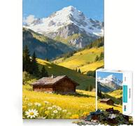Cabaña Alpina en Prado de Verano Rompecabezas para Adultos de 1000 Piezas Juego de Memoria Mental Manualidad de Corte de Alta precisión Tiempo de Tranquilidad Ejercicio Mental en casa (50x75cm)