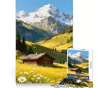 Cabaña Alpina en Prado de Verano Rompecabezas para Adultos de 1000 Piezas Mejora la Memoria Agradable Tiempo de Descanso Corte de precisión (38x52cm)