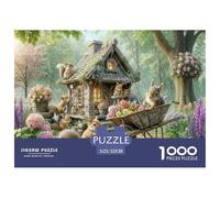 Cabaña Animales del Bosque Puzzle de 1000 Piezas Papel para Adultos Escena de Naturaleza de Cuento Juego de Puzzle 1000 Piezas Relajación Decoración Regalo 52x38cm/1000pcs