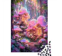 Cabaña Bosque de Hongos Fantásticos Puzzle de 1000 Piezas Cartón Puzzle para Adultos Estilo de Cuento Relajación Foco Juego Familiar Regalo 52x38cm/1000pcs