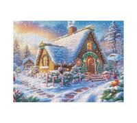 Cabaña Camino nevado luz Rompecabezas 500 Piezas Cartón para Niños Mayores 14 Años Entretenimiento Casa Terapia Relajación Ocio Doméstico Detalle Único Original 500 PCS