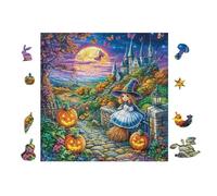 Cabaña de Bruja Halloween Puzzle 100 Piezas Papel Mayores Terapia Ocupacional para Relajarse Entretenimiento Sin Pantalla Más Vendido Regalo Original 28x28cm