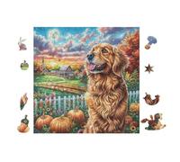 Cabaña de Golden Retriever Rompecabezas 100 Piezas Cartón para Principiantes Días Lluviosos Tiempo Libre En Casa para Reyes Magos Detalle De Cumpleaños 28x28cm