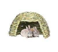 Cabaña de hierba para conejos, escondite natural de algas marinas, multifunción, gran espacio, túnel de animales pequeños, casa de heno plegable tejida para conejos, chinchillas y hámsters