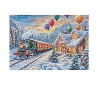 Cabaña de Navidad con Globo nevado Puzzle 300 Piezas Obra De Arte 3D Realista Rompecabezas para Hombres Y Mujeres Desafío Intelectual Estera Portátil DIY Moderno 300 PCS